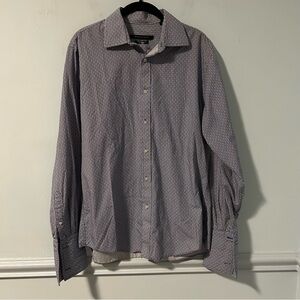 Sean John Blue & White Striped Tailored Fit Ling Sleeve Button Down Top Size 16